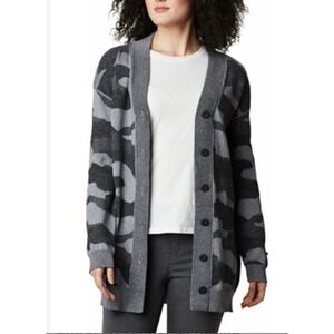 Columbia Firwood‎ Gray Camouflage Cardigan Sweater LARGE Urban Country SALE